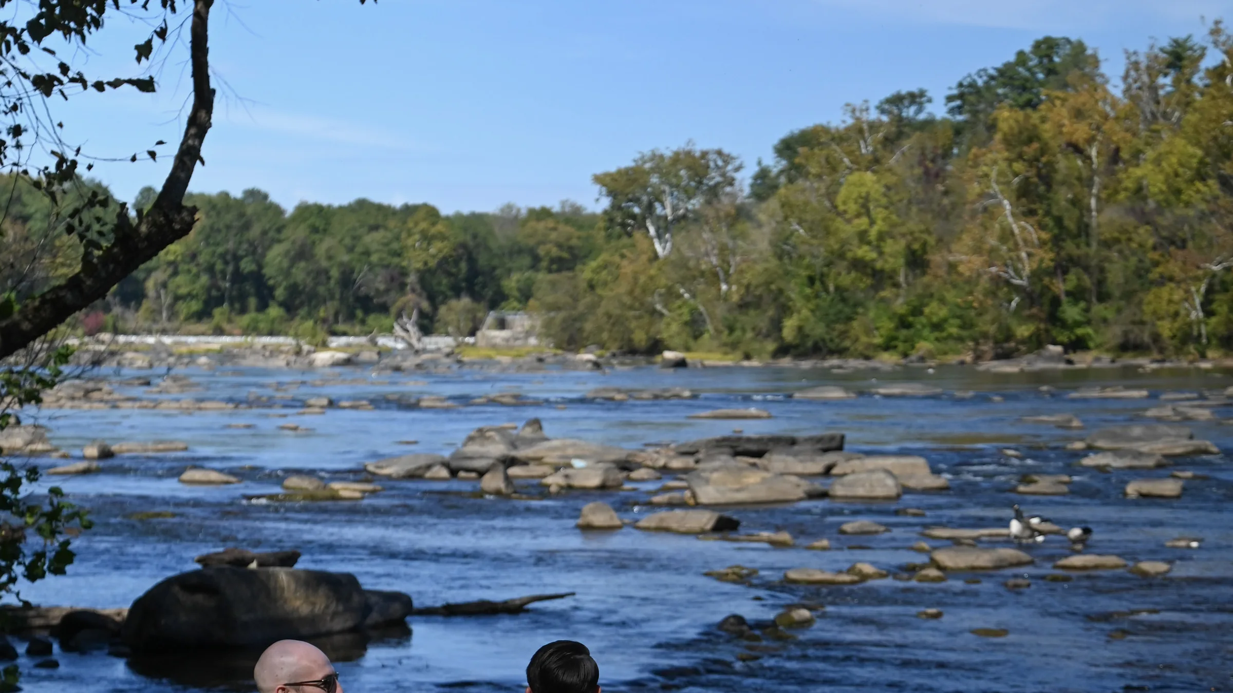 The James River at Richmond under a golden evening sky